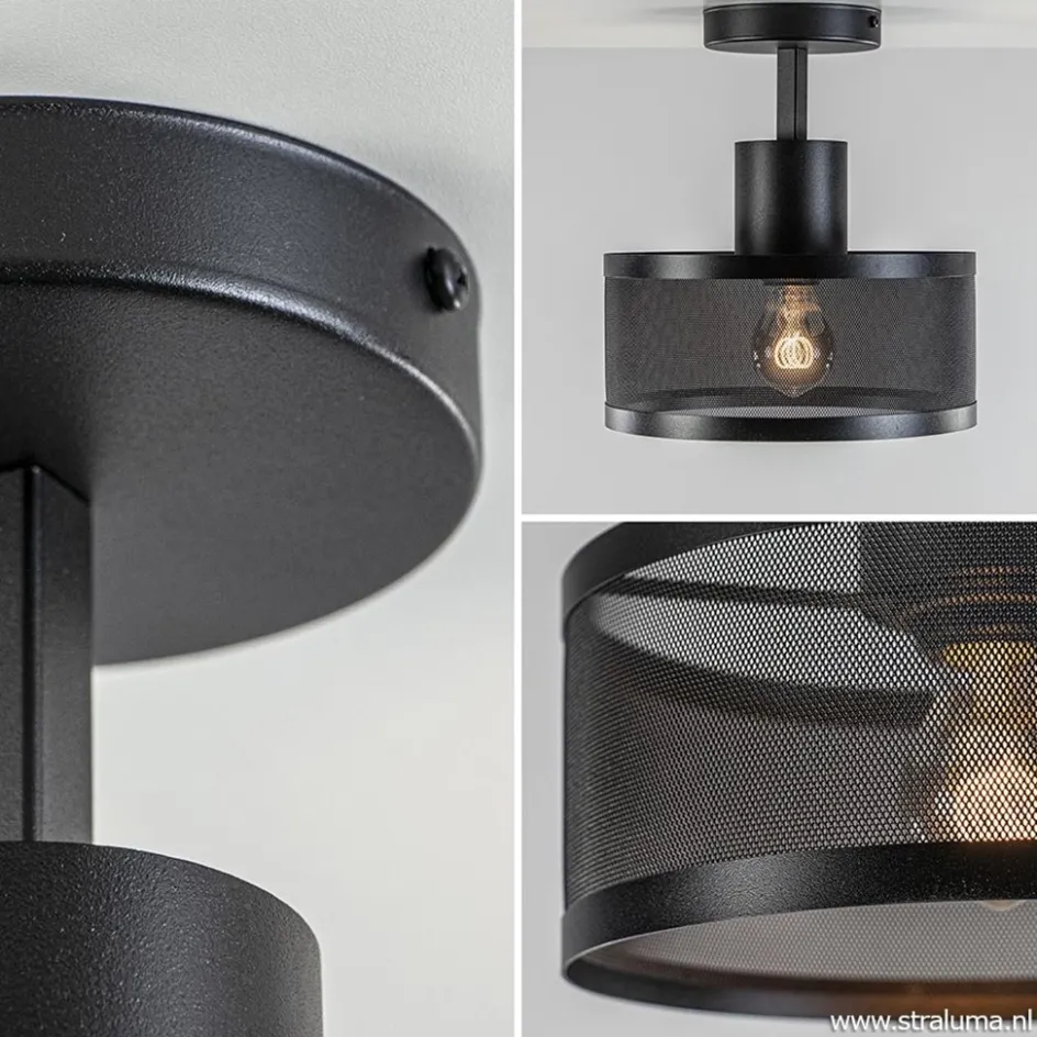 Plafondlamp cilinder geperforeerd zwart>Straluma Best
