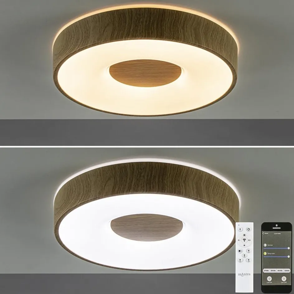 Plafondlamp Coin 38 hout + remote CCT>Straluma Best