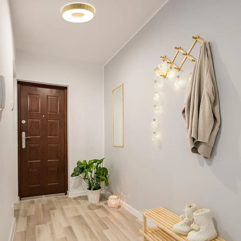 Plafondlamp Coin 38 hout + remote CCT>Straluma Best