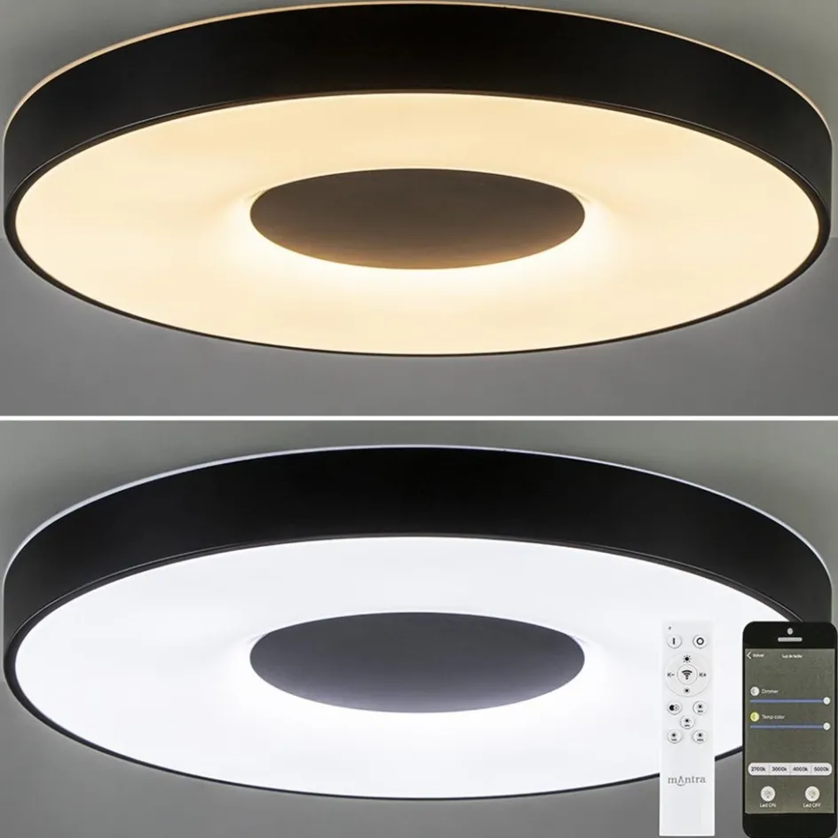 Plafondlamp Coin 65 zwart + remote>Straluma Online