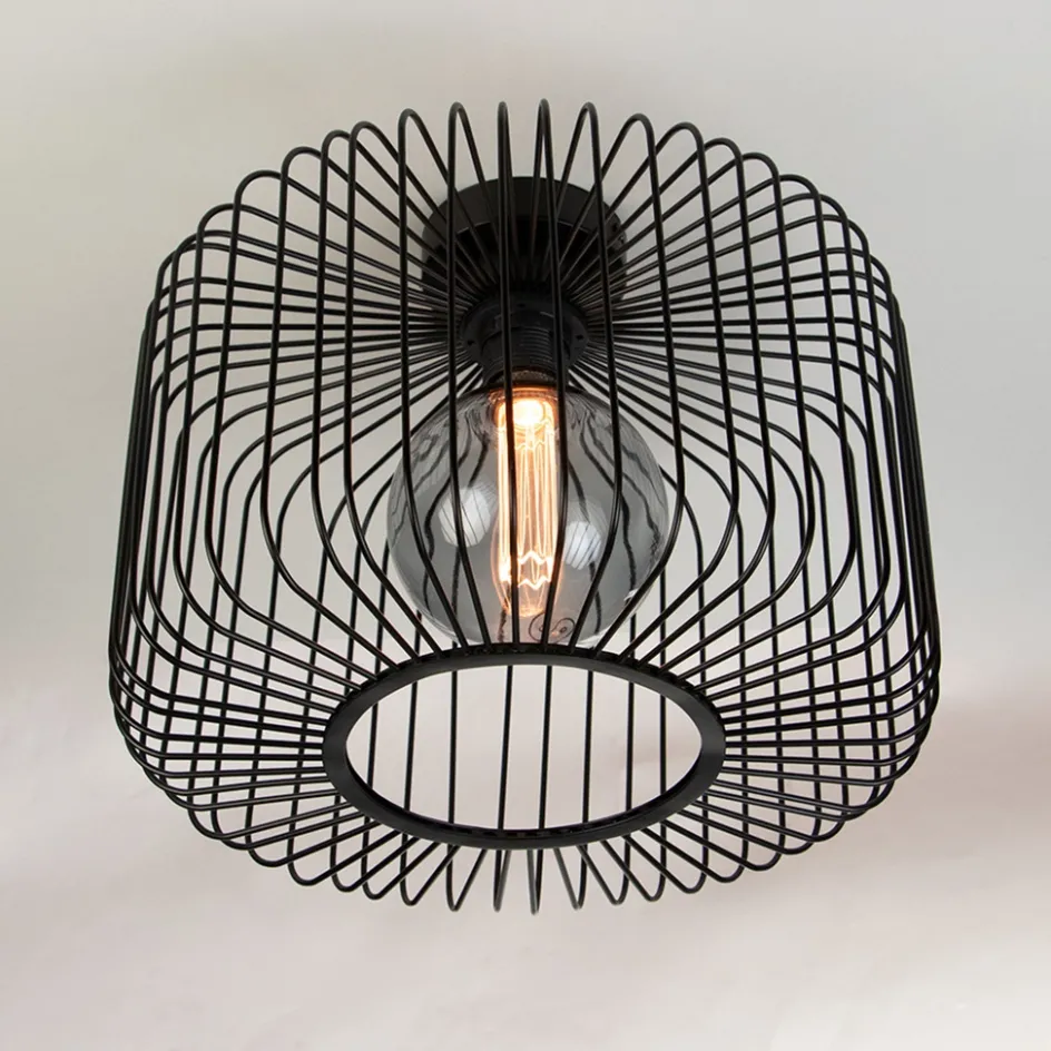 Plafondlamp draad cilinder zwart 28cm>Straluma