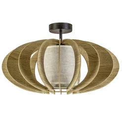 Plafondlamp hout met stoffen kap 50cm>Straluma Discount