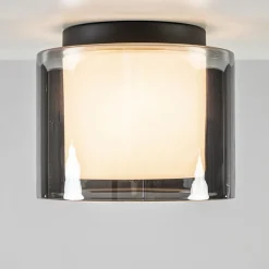 Plafondlamp Ice 23cm zwart/smoke IP44></noscript>Straluma Discount