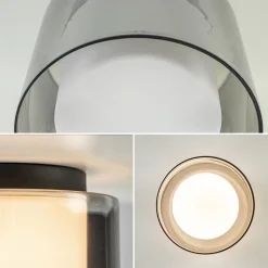 Plafondlamp Ice 23cm zwart/smoke IP44></noscript>Straluma Discount