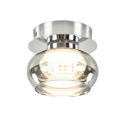 Plafondlamp klein chroom met smoke glas>Straluma Clearance