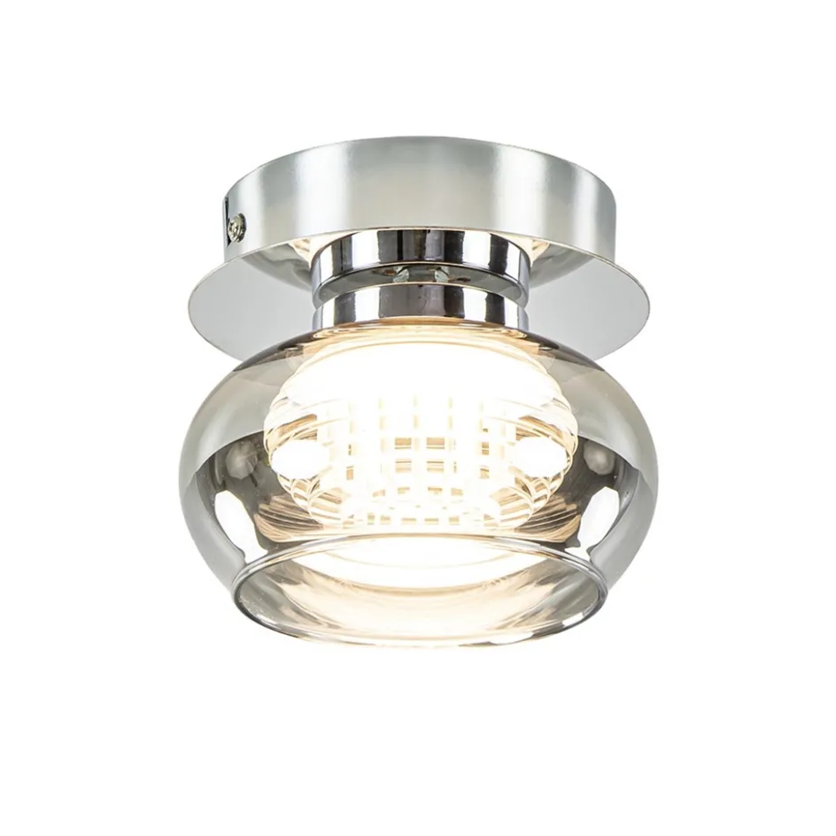 Plafondlamp klein chroom met smoke glas>Straluma Clearance
