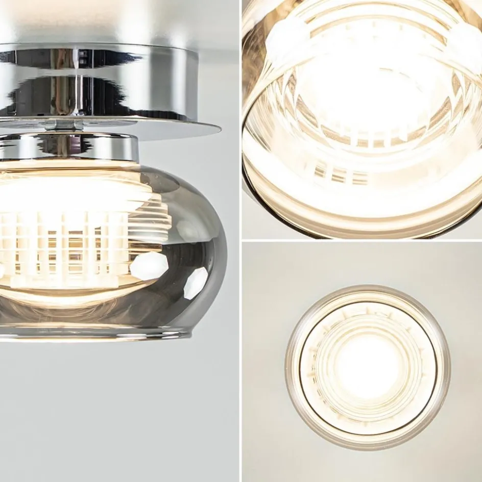 Plafondlamp klein chroom met smoke glas>Straluma Clearance