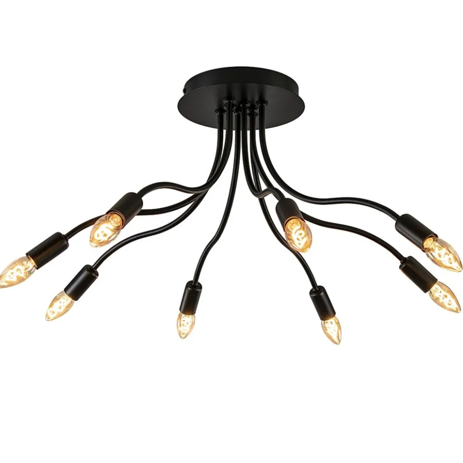 Plafondlamp Kraken klein 8-armen zwart>Straluma Outlet