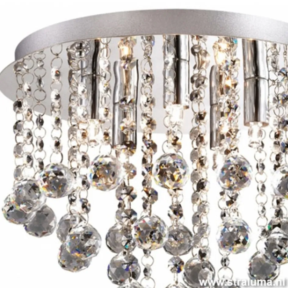 Plafondlamp kristal bollen + chroom 31cm>Straluma Clearance