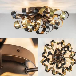 Plafondlamp Krul zwart/goud></noscript>Straluma