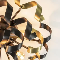 Plafondlamp Krul zwart/goud></noscript>Straluma