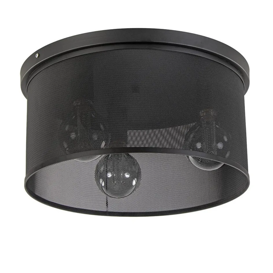 Plafondlamp 3L cilinder gaas zwart 44cm>Straluma Outlet