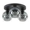 Plafondlamp 3L zwart  bolglas smoke>Straluma Outlet
