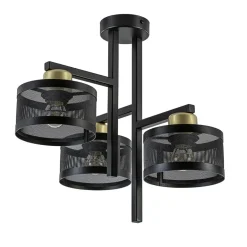 Plafondlamp 3L zwart/goud cilinder geperforeerd>Straluma New