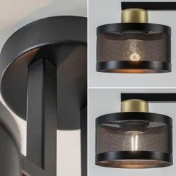 Plafondlamp 3L zwart/goud cilinder geperforeerd><noscript><img width=