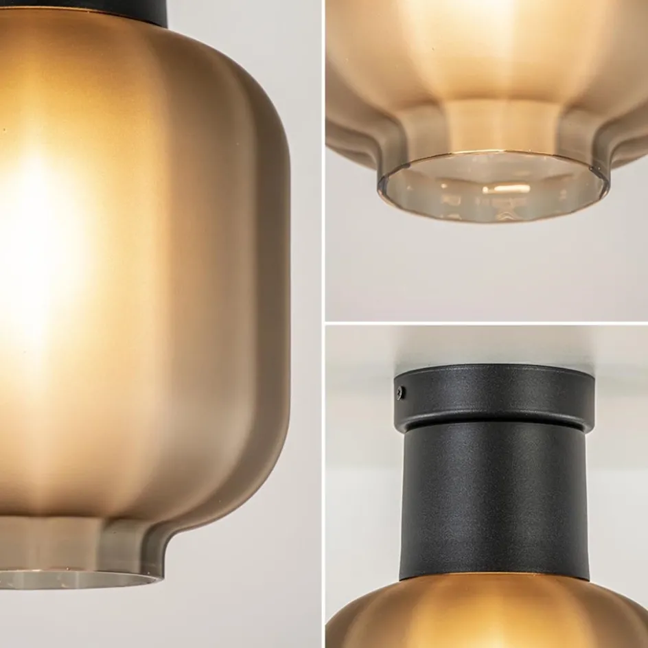 Plafondlamp Lett zwart + smoke glas 20cm>Straluma New