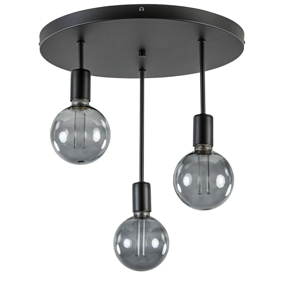 Plafondlamp 3-lichts zwart ex. e27>Straluma Sale