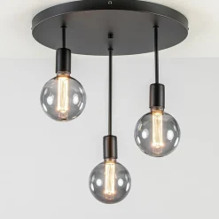 Plafondlamp 3-lichts zwart ex. e27>Straluma Sale