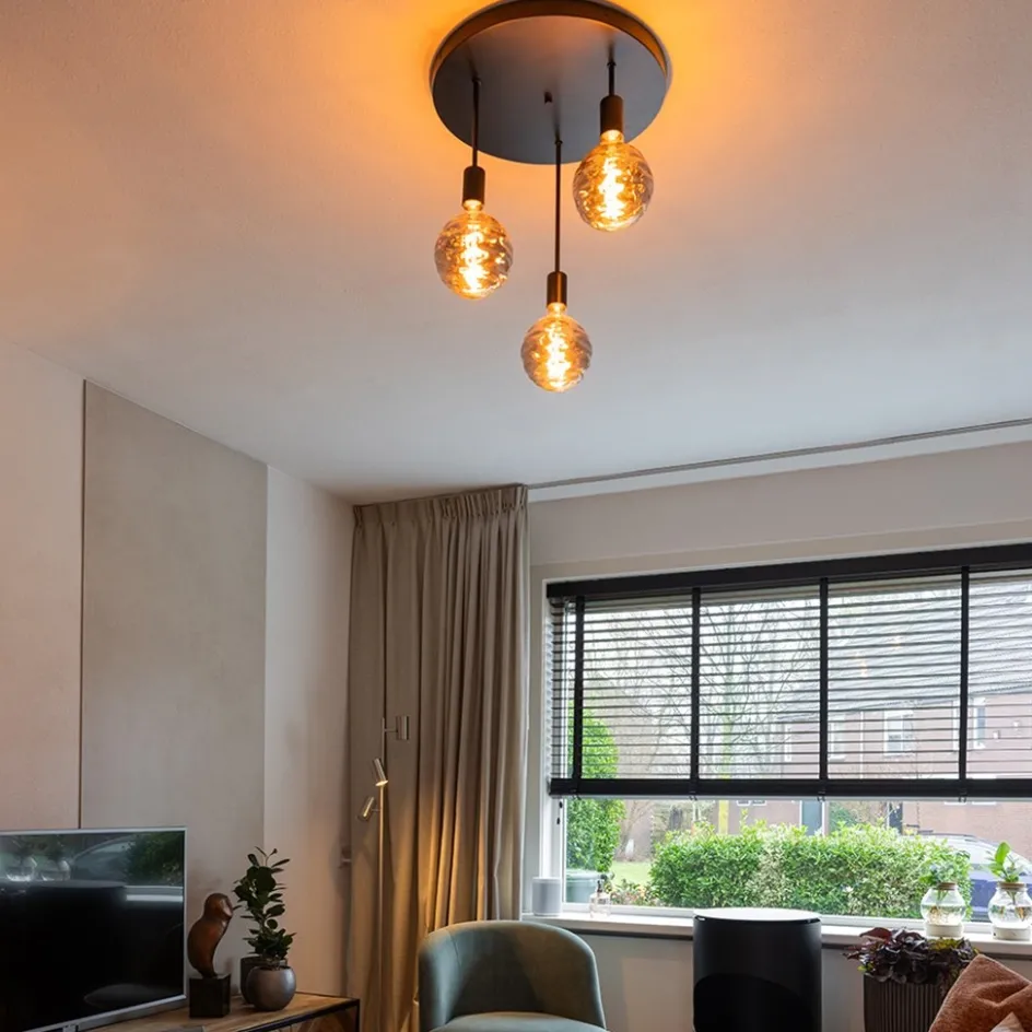 Plafondlamp 3-lichts zwart ex. e27>Straluma Sale