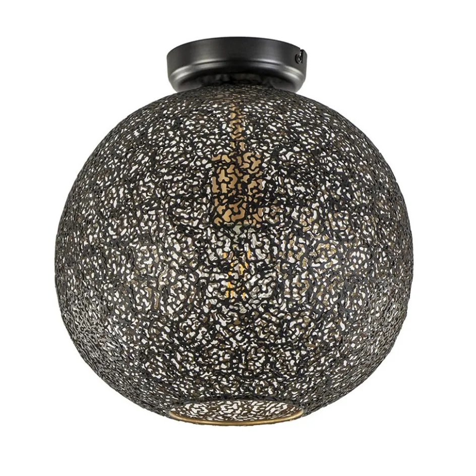 Plafondlamp Oronero bol zwart/goud 30cm>Straluma Hot