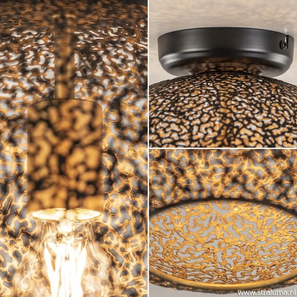 Plafondlamp Oronero bol zwart/goud 30cm>Straluma Hot
