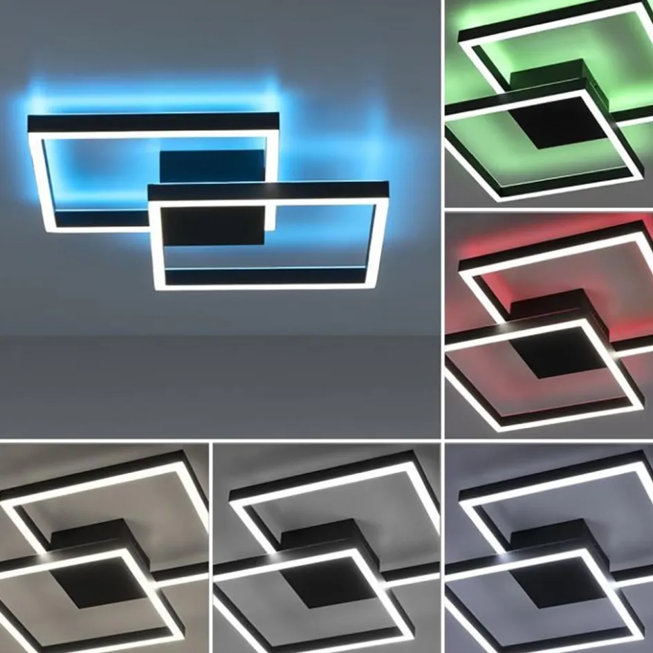 Plafondlamp Q-Marko smart vierk.zwart rgb/cct>Straluma Discount