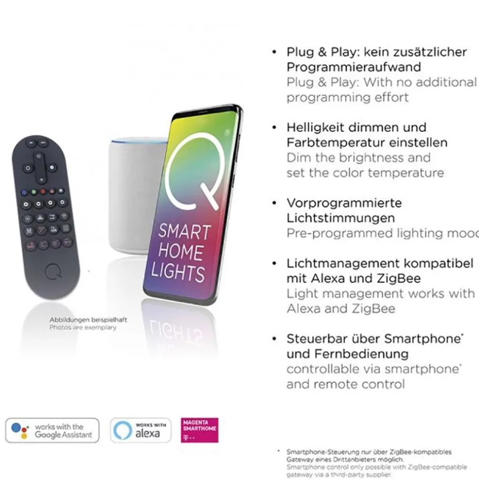 Plafondlamp Q-Marko smart vierk.zwart rgb/cct>Straluma Discount