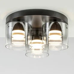 Plafondlamp Salerno 3L zwart/smoke glas>Straluma