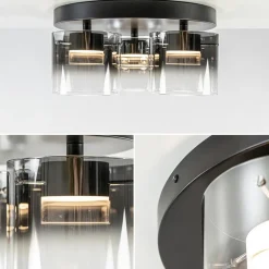 Plafondlamp Salerno 3L zwart/smoke glas></noscript>Straluma