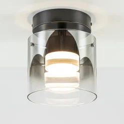 Plafondlamp Salerno zwart/smoke glas>Straluma