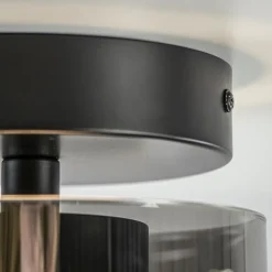 Plafondlamp Salerno zwart/smoke glas></noscript>Straluma