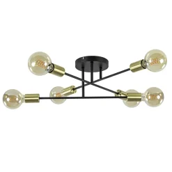 Plafondlamp Sticks 6L zwart/goud>Straluma Discount