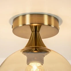 Plafondlamp toilet goud met amber glas></noscript>Straluma Clearance