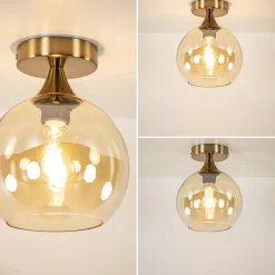 Plafondlamp toilet goud met amber glas></noscript>Straluma Clearance