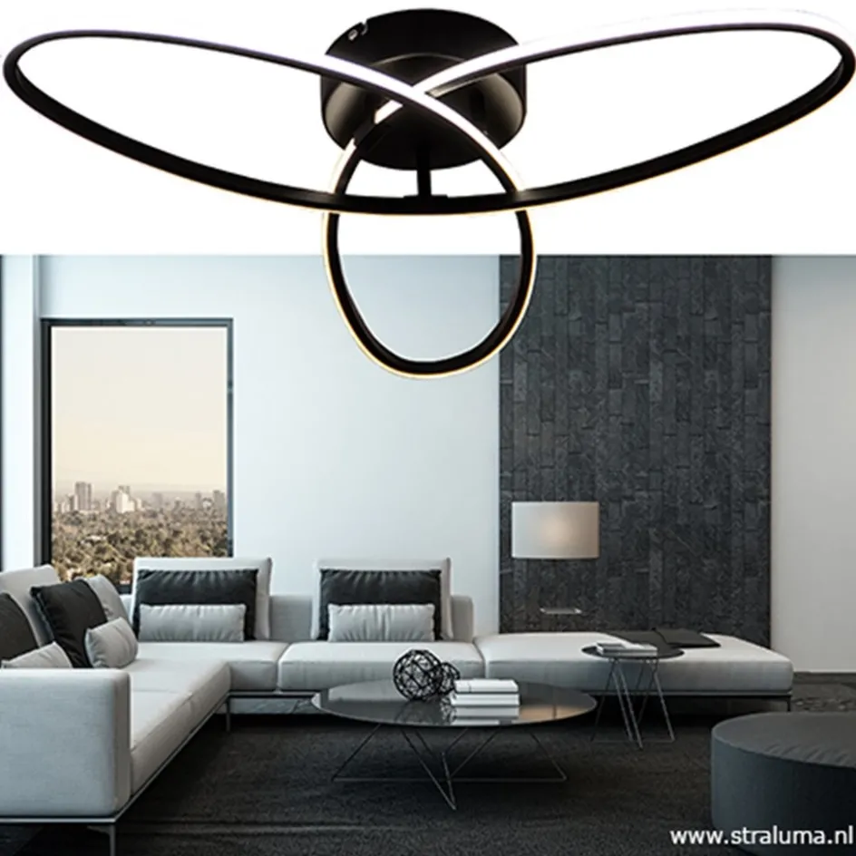 Plafondlamp 3-v eclips zwart 3-st.dimb.>Straluma Clearance