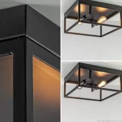 Plafondlamp vierkant zwart open frame><noscript><img width=
