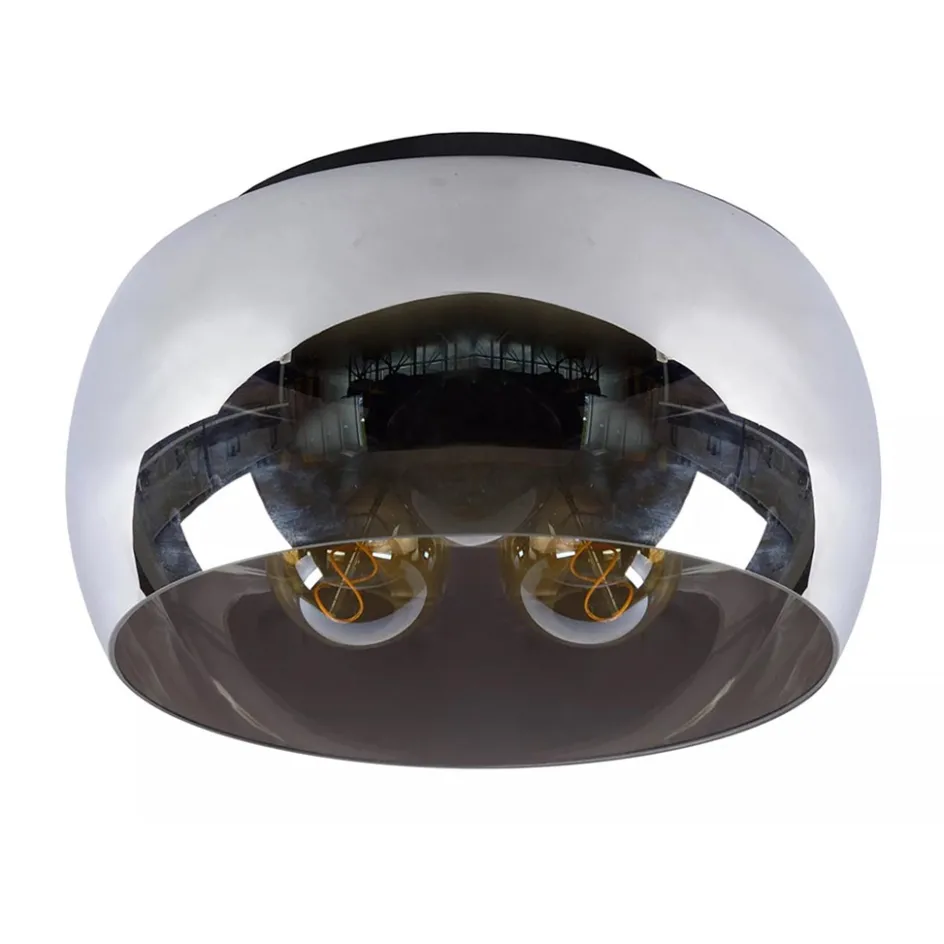 Plafondlamp zwart + smoke glas 40cm>Straluma Best