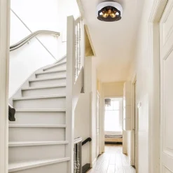 Plafondlamp zwart + smoke glas 40cm><noscript><img width=