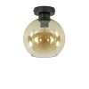 Plafondlamp zwart met amber glas 20 cm>Straluma Best