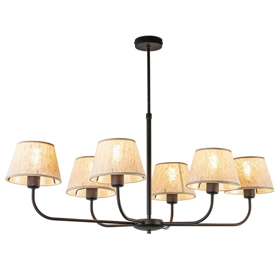 Plafondlamp zwart met beige kapjes>Straluma Sale