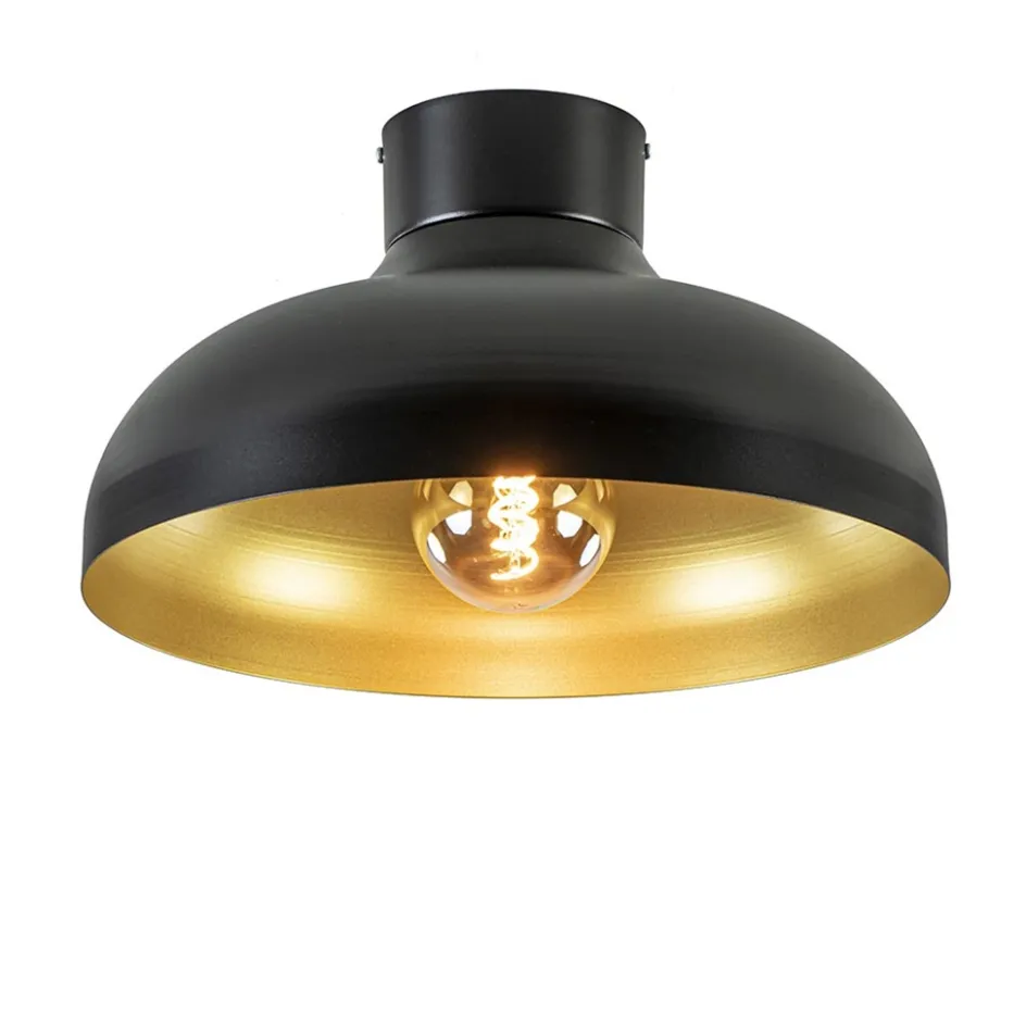 Plafondlamp zwart met gouden binnenkant>Straluma Discount