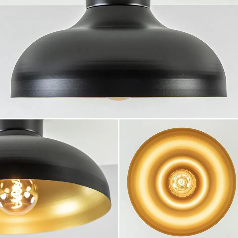 Plafondlamp zwart met gouden binnenkant>Straluma Discount