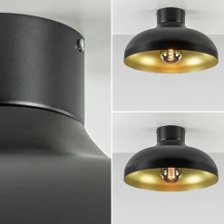 Plafondlamp zwart met gouden binnenkant><noscript><img width=