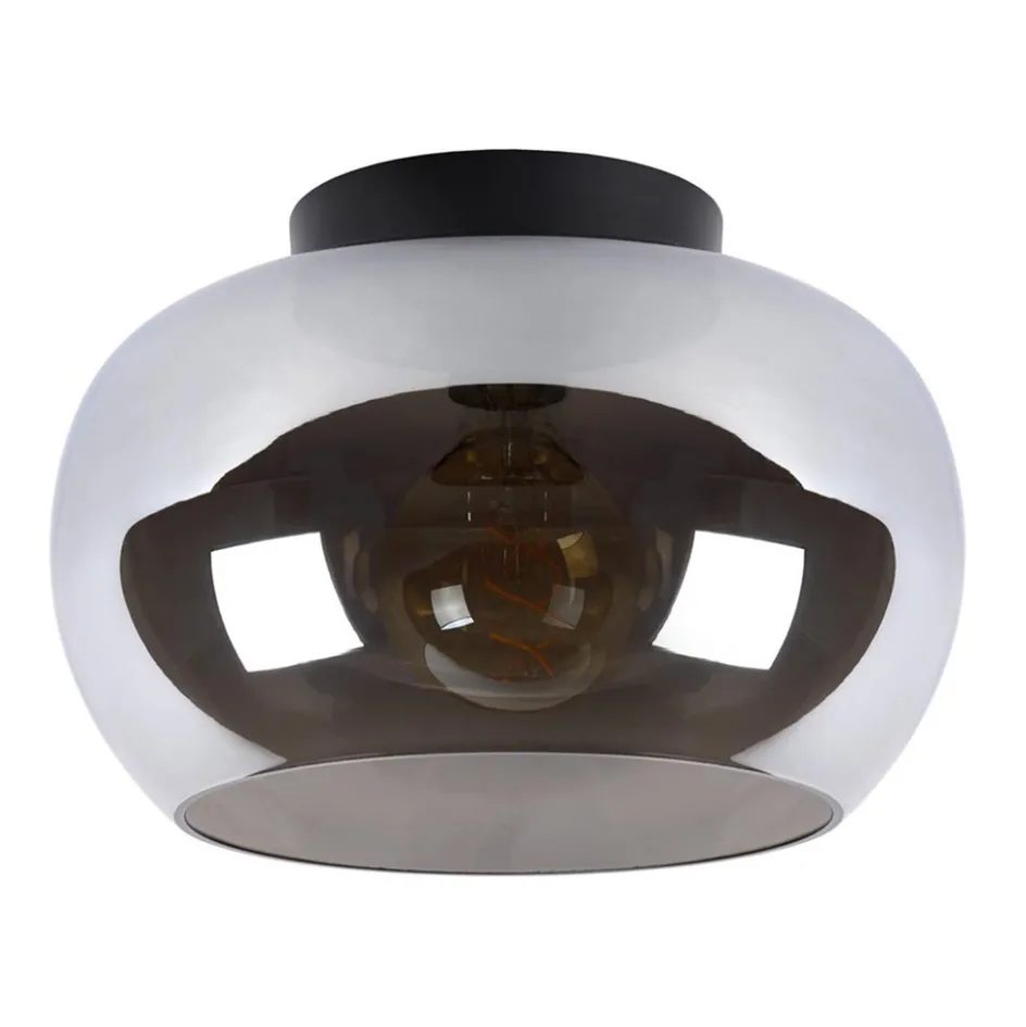 Plafondlamp zwart met smoke glas>Straluma Clearance