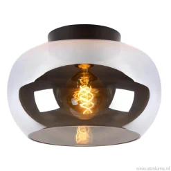Plafondlamp zwart met smoke glas>Straluma Clearance