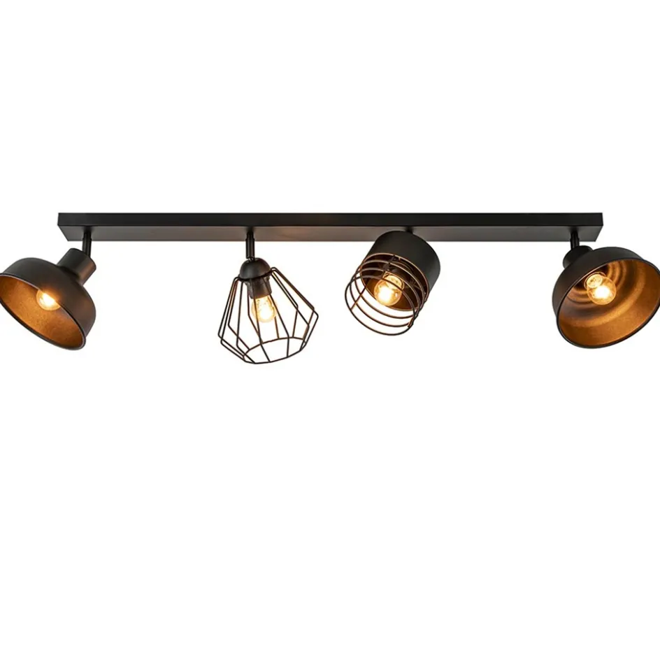 Plafondlamp zwart met verschillende kappen>Straluma Hot