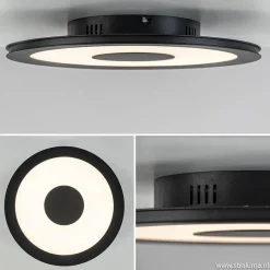 Plafondlamp zwart rond 38cm 3-st.dim.>Straluma Outlet