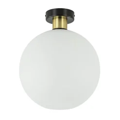 Plafondlamp zwart/goud met opaal glas 30 cm>Straluma Best