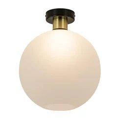 Plafondlamp zwart/goud met opaal glas 30 cm>Straluma Best