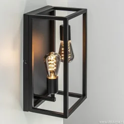 Plafondlamp/wandlamp zwart open frame>Straluma Hot